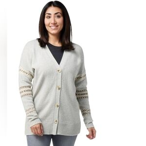 Smartwool Cozy Lodge Merino Wool Boyfriend Cardigan Sweater light grey Large g